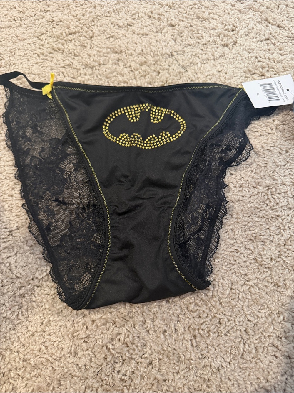 Batman Black Bikini Panty with Yellow Stud Bat Emblem